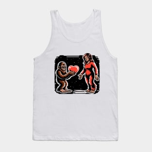 Weird Funny Bigfoot Valentine, Lady Bigfoot, Sasquatch Hunter Tank Top